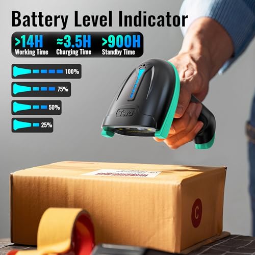 Tera Barcode Scanner 1D Wireless with Battery Level Indicator Versatile 2-in-1 (2.4Ghz Wireless+USB 2.0 Wired) 328 Feet Transmission Distance Rechargeable Barcode Reader USB Handheld Bar Code Scanner - Image 2