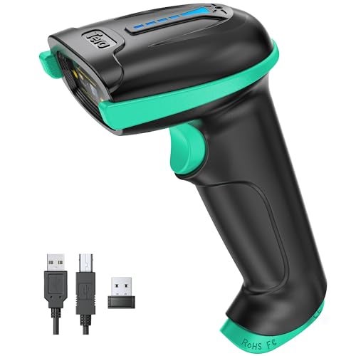 Tera Barcode Scanner 1D Wireless with Battery Level Indicator Versatile 2-in-1 (2.4Ghz Wireless+USB 2.0 Wired) 328 Feet Transmission Distance Rechargeable Barcode Reader USB Handheld Bar Code Scanner - Image 1