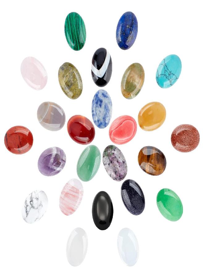 PH PandaHall PH PandaHall 25 Pcs Oval Cabochon Flatback Semi-Precious Gemstones Beads Quartz Chakra Crystal Stone 25x18mm for Bracelet Necklace Earring Pendant Jewelry DIY Craft Making - Image 5