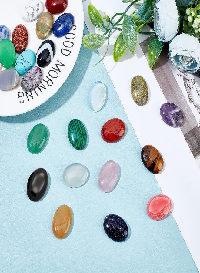 PH PandaHall PH PandaHall 25 Pcs Oval Cabochon Flatback Semi-Precious Gemstones Beads Quartz Chakra Crystal Stone 25x18mm for Bracelet Necklace Earring Pendant Jewelry DIY Craft Making - Image 2