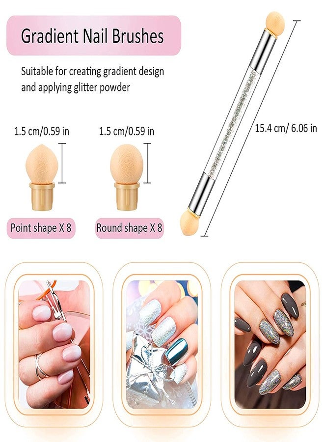 DANNEASY 4Pcs Nail Art Brushes Dust Brush For Acrylic Nails Ombre Nail Brush Nail Art Sponge Nail Design Brushes - Image 2