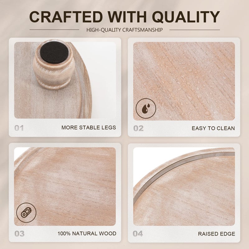 EOSAHR Farmhouse Wood Riser for Display : Decorative Pedestal Stand for Kitchen Counter and Home Decor - Elegant Round Waterproof Display Tray for Bathroom Soap, Sink, Vase (Natural Wood) - Image 5