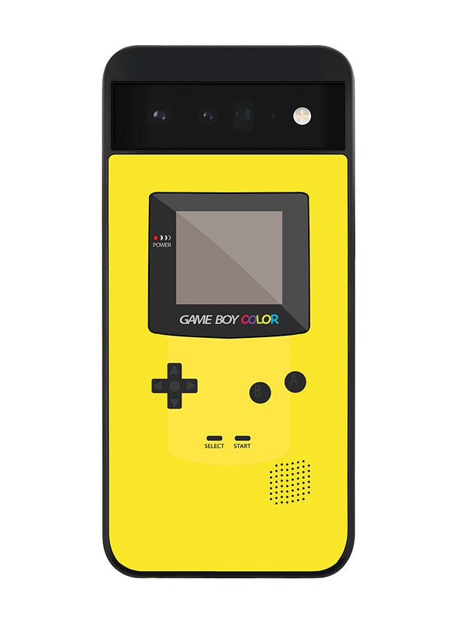 Stylizedd Rugged Black edge case for Google Pixel 6 5G Slim fit Soft Case Flexible Rubber Edges Anti Drop TPU Gel Thin Cover - Gameboy Color - Yellow - Image 1