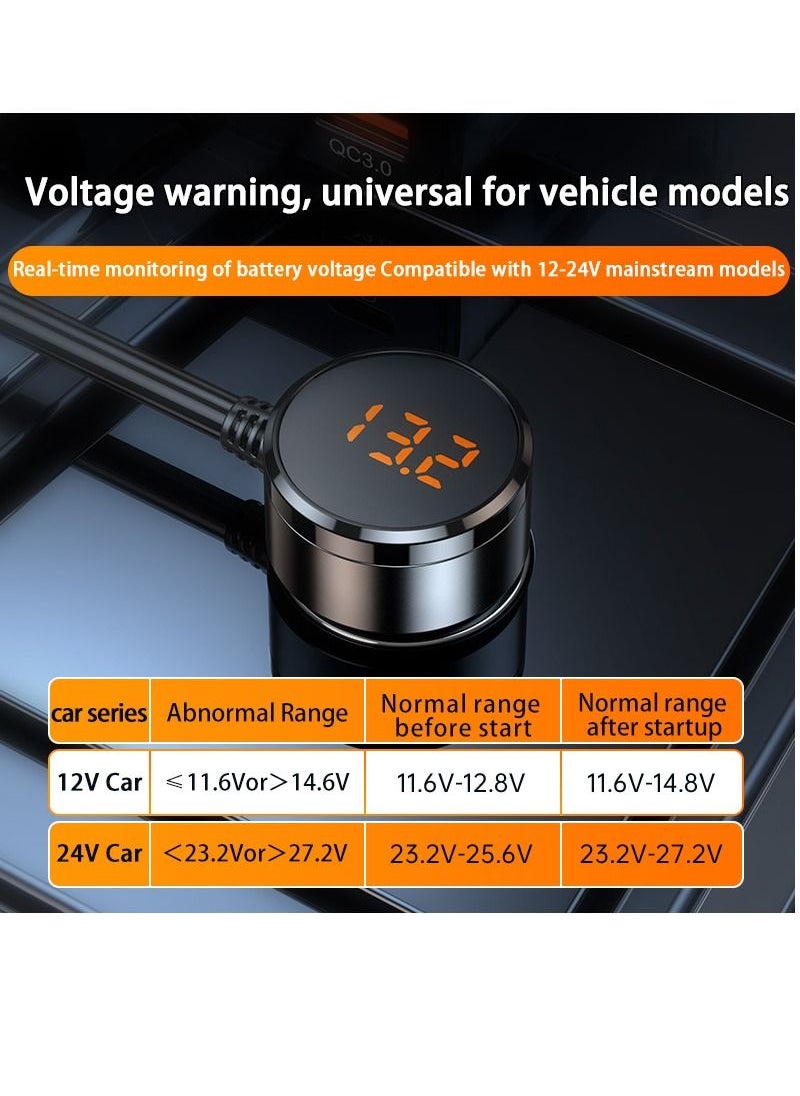 ULHYC محول شاحن سيارة 7 في 1، 3 مقابس مقسمة مع PD/QC 3.0 * شحن (كابل 3.3 قدم) 3 منافذ USB، 1 منافذ من النوع C لجميع أجهزة السيارة  - Image 5
