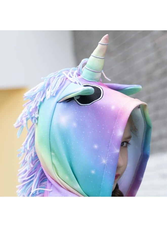 Sylfairy Girls Hoodie Kids Jacket Zip Up Sweatshirt Rainbow Unicorn Clothes with Pocket - Image 4