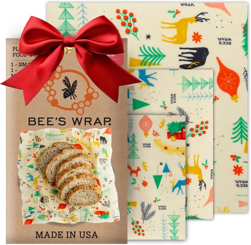 Bee's Wrap Beeswax Wraps for Food - Made in USA Reusable & Organic Food Wraps, Sandwich Wrap & Bowl Covers - Eco-Friendly Alternative to Aluminum Foil, Winter Wonderland 3 Pack (S, M, L) - Image 1