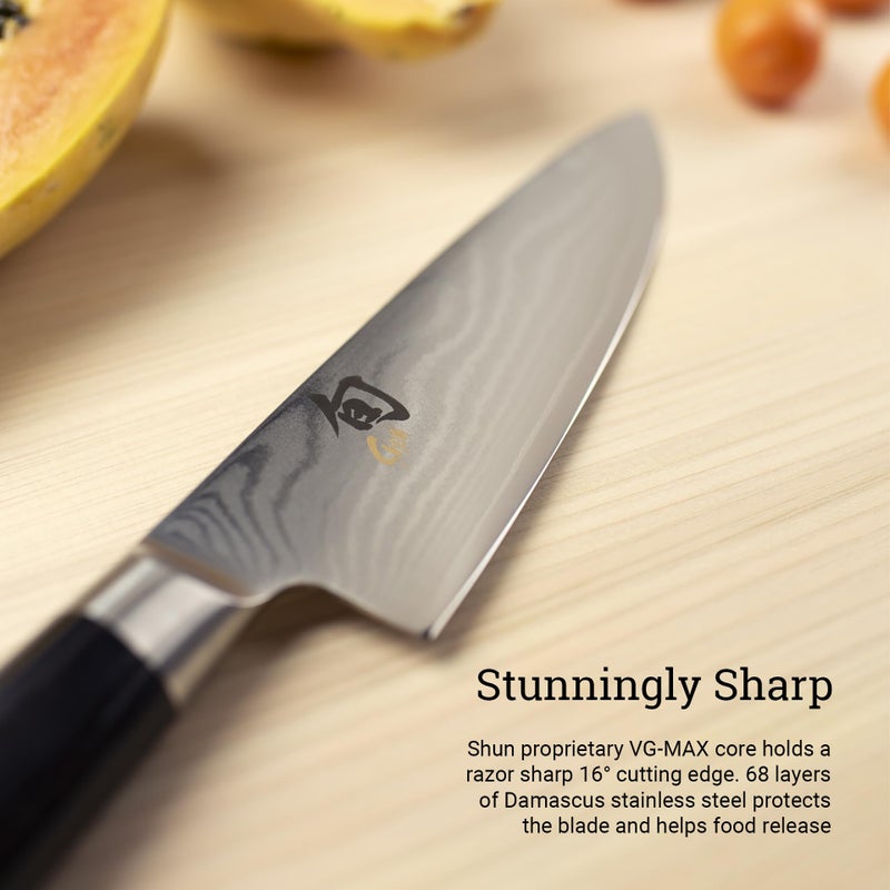 Shun Classic 8" Chef's Knife, Handcrafted Japanese Kitchen Knife for Professional and Home Chefs, VG-MAX Core with Damascus Stainless Steel Cladding, Pakkawood Handle - Image 3