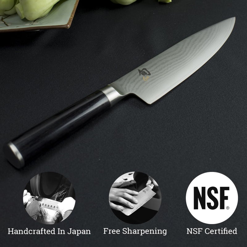 Shun Classic 8" Chef's Knife, Handcrafted Japanese Kitchen Knife for Professional and Home Chefs, VG-MAX Core with Damascus Stainless Steel Cladding, Pakkawood Handle - Image 5