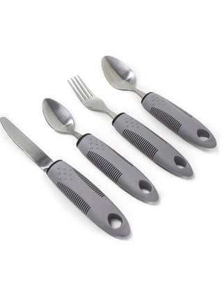 Easy Grip Adaptive Utensils - Weighted Flatware for Elderly & Handicap. Cutlery set with Non-Slip Ribbed Handles Arthritis, Tremors, Parkinsons Aids Stroke Recovery. 1 count (Set of 4) - pzsku/Z4B398D826493CF8E8A01Z/45/_/1697254548/d75397f3-98ca-4168-913e-0ac9f42576e6