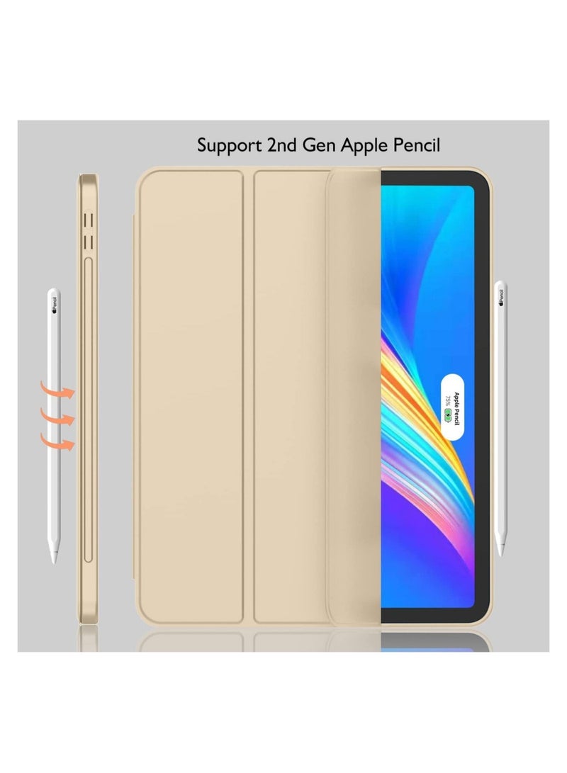 ELTRAZONE iPad Pro 12.9 Case 2022(6th Gen)/2021(5th Gen) with Pencil Holder [Support iPad 2nd Pencil Charging/Pair],Trifold Stand Smart Case with Soft TPU Back,Auto Wake/Sleep(Champagne Gold) - Image 2