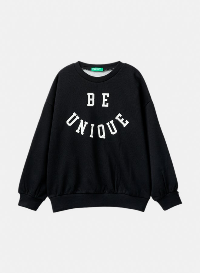 Benetton Girls Color Block Sweatshirt With Print - Image 1