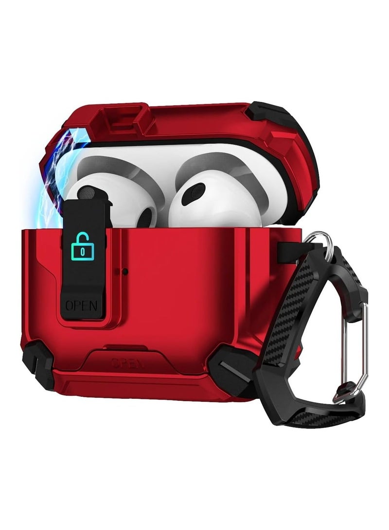متوافق مع AirPods Pro الجيل الثاني/الأول، غطاء حافظة مع حامل هاتف وحافظة مغناطيسية للإغلاق التلقائي Airpod pro 2 (أحمر @ أسود) - Image 1