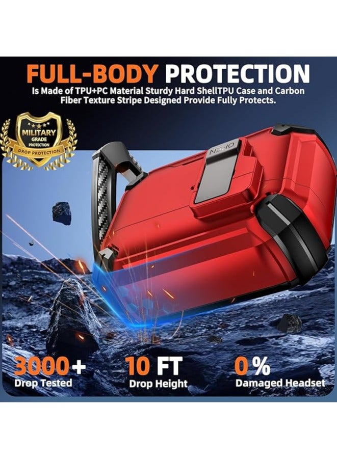 متوافق مع AirPods Pro الجيل الثاني/الأول، غطاء حافظة مع حامل هاتف وحافظة مغناطيسية للإغلاق التلقائي Airpod pro 2 (أحمر @ أسود) - Image 2