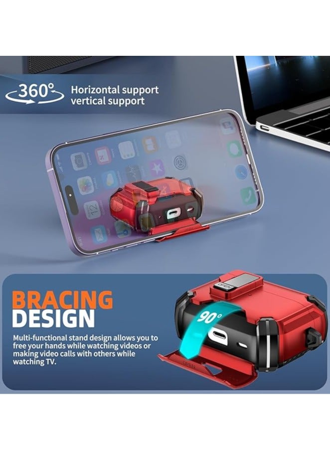 متوافق مع AirPods Pro الجيل الثاني/الأول، غطاء حافظة مع حامل هاتف وحافظة مغناطيسية للإغلاق التلقائي Airpod pro 2 (أحمر @ أسود) - Image 5