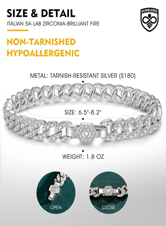 بامبل بي سوار بامبلبي مصنوع يدويًا من سلسلة كوبية للنساء والرجال، 8 مم، مرصع بزركونيا إيطالية من الدرجة 5A، مضاد للحساسية، مناسب لأزياء الشارع والهيب هوب، هدية مثالية لأعياد الميلاد والكريسماس، مقاس واحد يناسب الجميع (6.5-8.1 بوصة). - Image 5