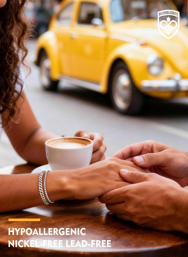 بامبل بي سوار بامبلبي مصنوع يدويًا من سلسلة كوبية للنساء والرجال، 8 مم، مرصع بزركونيا إيطالية من الدرجة 5A، مضاد للحساسية، مناسب لأزياء الشارع والهيب هوب، هدية مثالية لأعياد الميلاد والكريسماس، مقاس واحد يناسب الجميع (6.5-8.1 بوصة). - Image 3