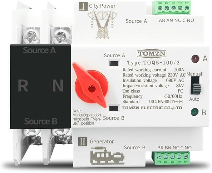 Single Phase Din Rail ATS 110V 220V Automatic Transfer Switch 63A 230V Dual Power - Image 1
