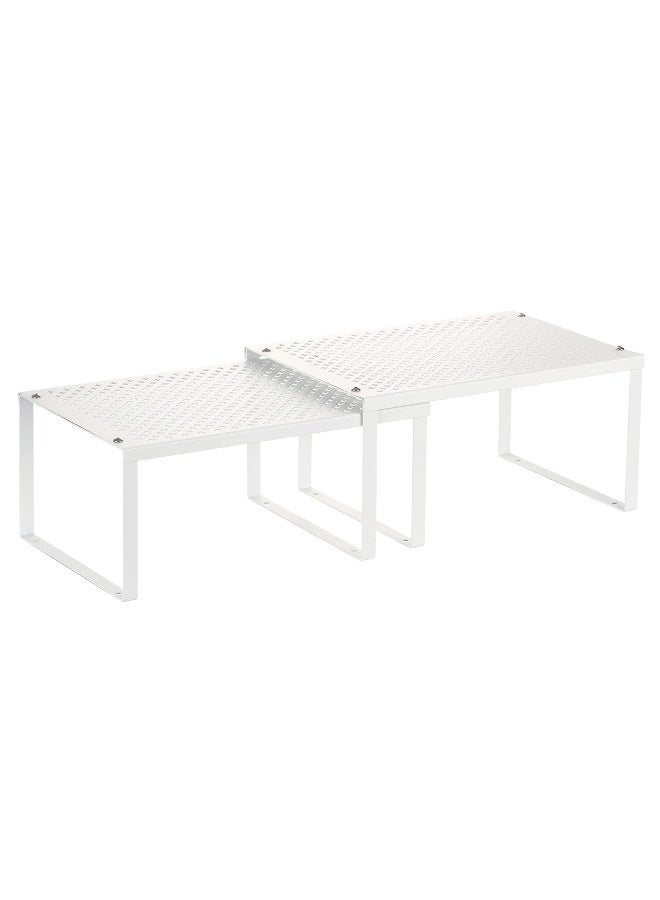 NEX Kitchen Cabinet and Counter Pantry Shelf Organizer, Expandable & Stackable, White - Image 1