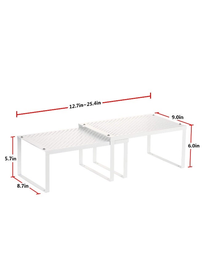 NEX Kitchen Cabinet and Counter Pantry Shelf Organizer, Expandable & Stackable, White - Image 2