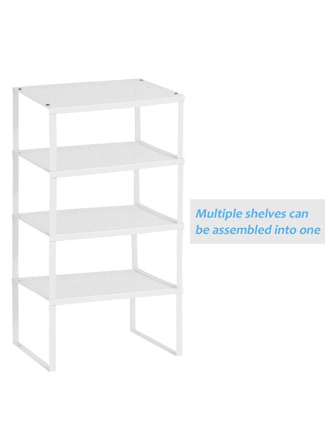 NEX Kitchen Cabinet and Counter Pantry Shelf Organizer, Expandable & Stackable, White - Image 3
