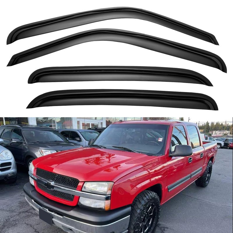 Window Visors Rain Guards for 20012007 Chevy SilveradoGMC Sierra Window Vent Wind Deflectors Visors Shades for 20002006 SuburbanYukon XL 20022006 AvalancheCadillac Escalade Crew Cab