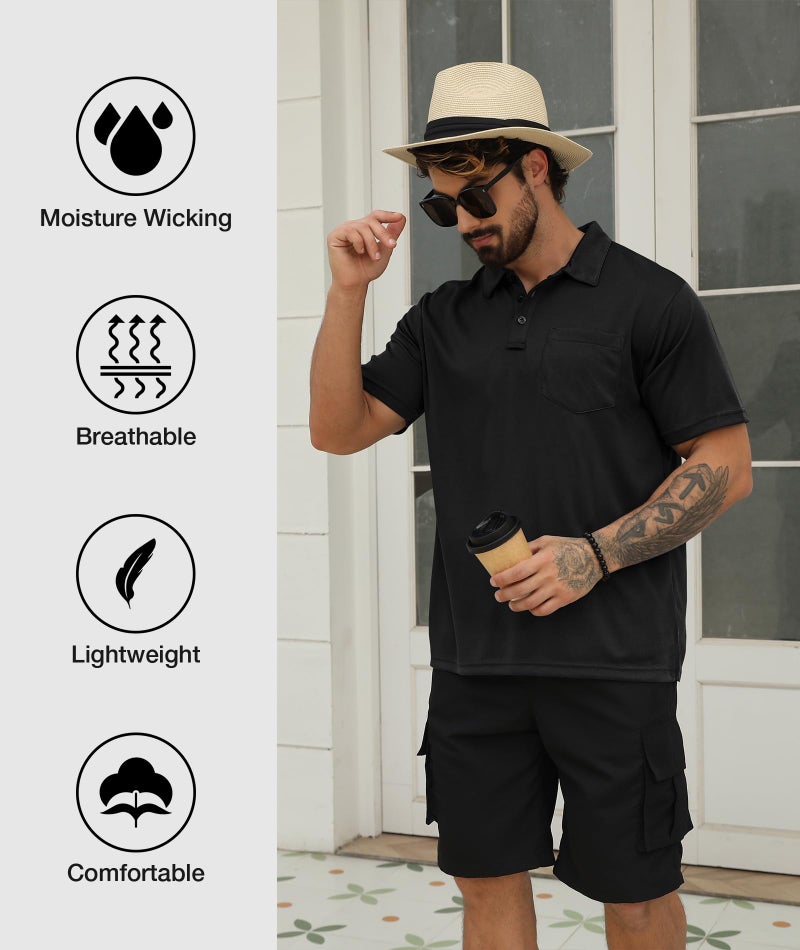 SCODI 5 Pack Mens Pocket Polo Shirts Short Sleeve Multipack Golf Shirt for Men Moisture Wicking Casual Athletic Work T-Shirts Black L - Image 5