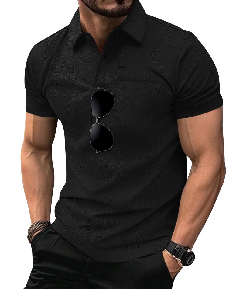 SCODI 5 Pack Mens Pocket Polo Shirts Short Sleeve Multipack Golf Shirt for Men Moisture Wicking Casual Athletic Work T-Shirts Black L - Image 2