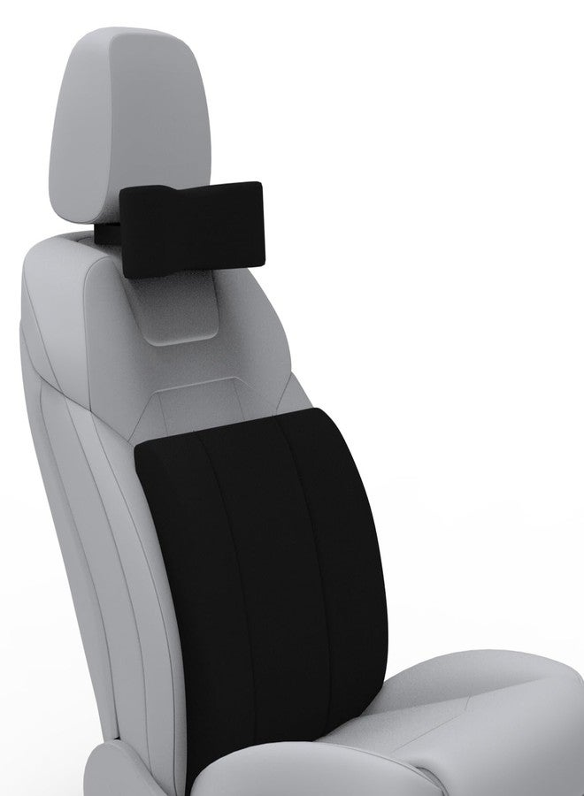 RIPOSEV Rider Lumber Orthopedic Full Lumbar Support for Chair & Car Seat Backrest Cushion for Back Pain Relief - Back Rest Support Back Support Pillow Memory Foam Cushion (Midnight Black) - Image 1