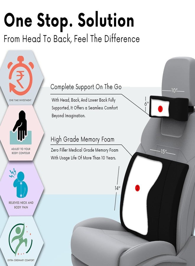 RIPOSEV Rider Lumber Orthopedic Full Lumbar Support for Chair & Car Seat Backrest Cushion for Back Pain Relief - Back Rest Support Back Support Pillow Memory Foam Cushion (Midnight Black) - Image 4