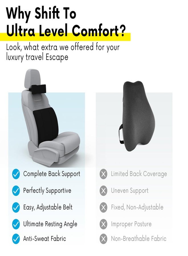 RIPOSEV Rider Lumber Orthopedic Full Lumbar Support for Chair & Car Seat Backrest Cushion for Back Pain Relief - Back Rest Support Back Support Pillow Memory Foam Cushion (Midnight Black) - Image 3