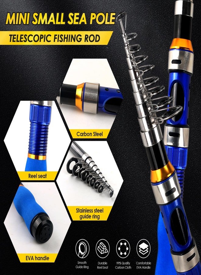 mouhike Telescopic Fishing Rod Reel Combo 2PCS 6.89FT Collapsible Fishing Pole Spinning Reel Lures Accessories with Fishing Bag Portable Fishing Rod Kit for Saltwater Freshwater Travel Fishermen Gift (Blue) - Image 3