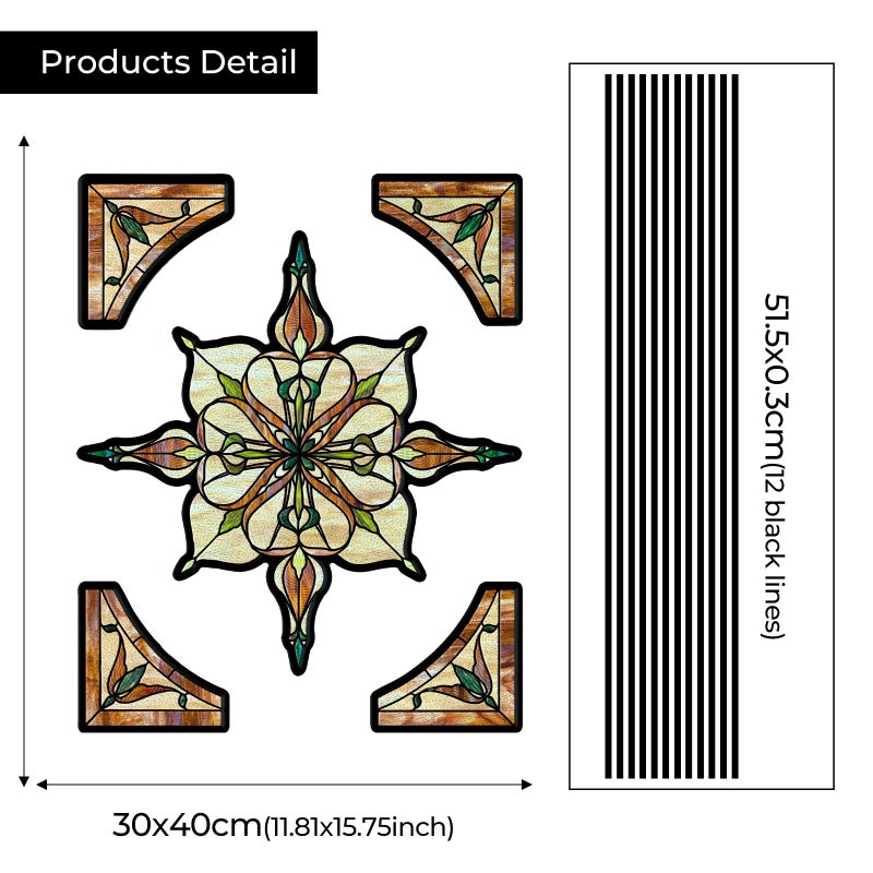 ADD.HERES Window Stickers, â€ŒStained Glass Window Privacy Film, UV Blocking Static Cling for Home Kitchen Office Bathroom, Amber Starry Light, 11.81" X 15.75" - Image 3