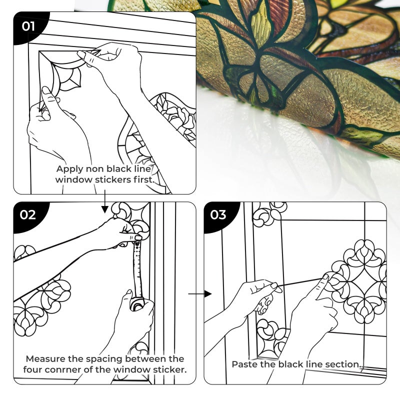 ADD.HERES Window Stickers, â€ŒStained Glass Window Privacy Film, UV Blocking Static Cling for Home Kitchen Office Bathroom, Amber Starry Light, 11.81" X 15.75" - Image 4
