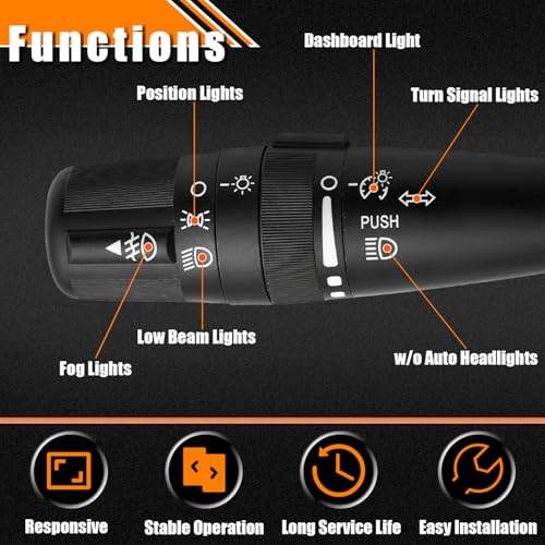 Quivimoro Headlight Dimmer Turn Signal Switch for 06-14 Chrysler, for 07-14 Dodge, for 07-18 Jeep Wrangler JK, Multifunction Combination Turn Signal Switch Replace OE# CBS1703 68041485AA 68041485AB 68041485AC - Image 5