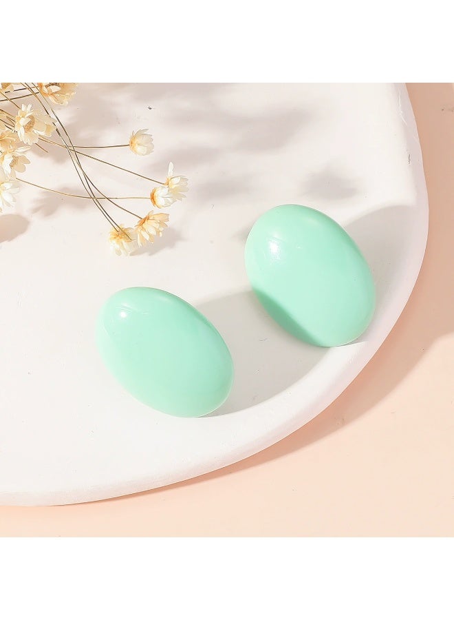 Goolsky Mint Green Oval Stud Earrings for Women – Summer Vacation Style, Korean Retro Chic Minimalist Jewelry, Mint Green Enamel Anti-Tarnish, Beach/Daily Wear - Image 3
