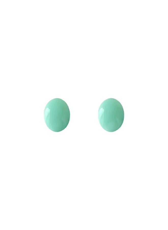 Goolsky Mint Green Oval Stud Earrings for Women – Summer Vacation Style, Korean Retro Chic Minimalist Jewelry, Mint Green Enamel Anti-Tarnish, Beach/Daily Wear - Image 2
