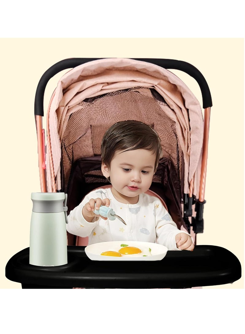SOLARAE 3 in 1 Universal Stroller Snack Tray, Universal Snack Tray with Cup Holder Phone Holder for Stroller, Non Slip Clip Firmly Grip Stroller Bar, Stroller Tray for Watch Video On The Go - Image 2