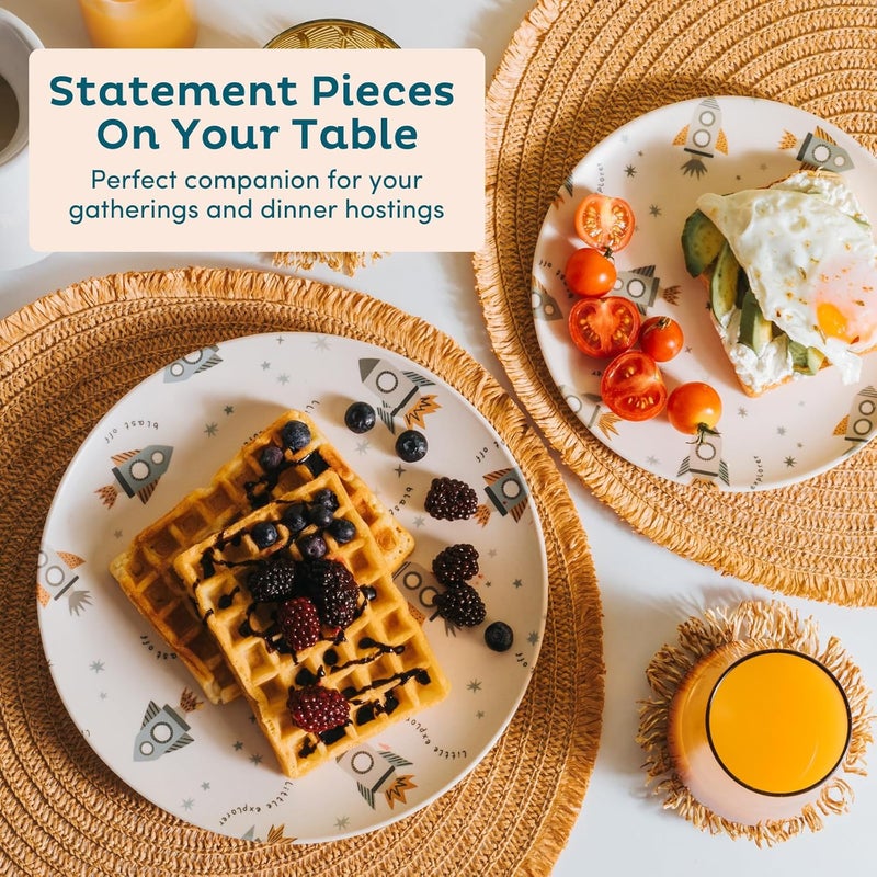 Nook Theory 4 Pack Reusable Bamboo Plates  NonToxic Toddler and Kids Plate Dishwasher Safe Not Microwavable Dinnerware Space 8 - Image 3