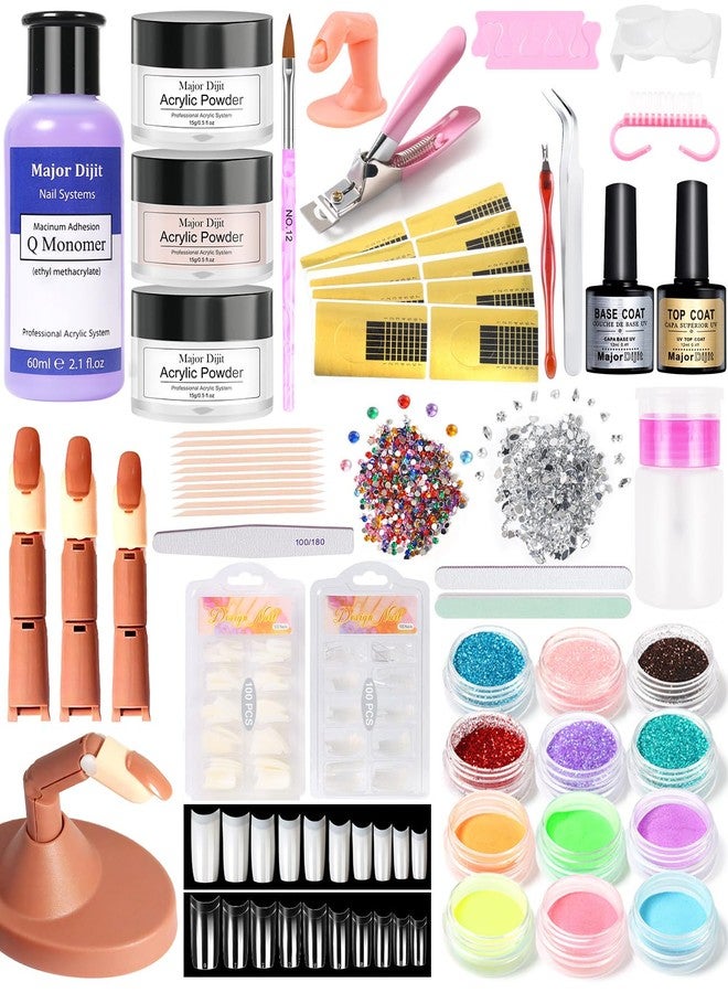 DOUBORQ Acrylic Nail Kit-Nail Acrylic Powder Liquid Set with Practice Hand Base & Top Coat Practice Hand Tools Glitters Tips for Women Salon Home - Image 1