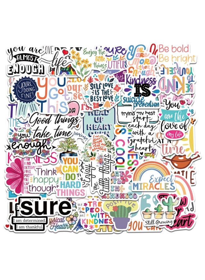 NIBEMINENT 50 Pcs Positive Vives Deco Kit Waterproof Stickers, High Definition Printing Bright Colors, Suitable for Laptop Skateboard Luggage Water Bottle Guitar DIY - Image 1