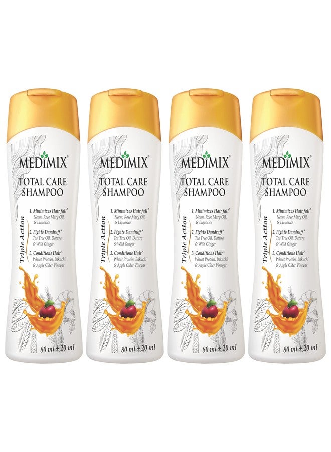 MEDIMIX Total Care Shampoo | Pack of 4 | Each 100ml | Triple Action Formula | Minimizes Hair Fall* | Fights Dandruff* | Conditions Hair^ | - Image 1