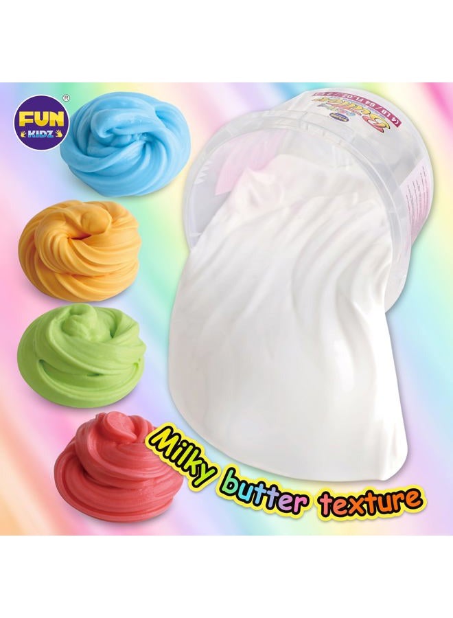 FUN KIDZ دلو سلايم زبدة حليبي 4 رطل هدية للفتيات، مجموعة سلايم كبيرة ناعمة بيضاء معطرة 64 أونصة سائلة من فن كيدز مع 29 إضافة متنوعة هدية عيد ميلاد مثالية للأطفال من عمر 6 سنوات فما فوق - Image 5