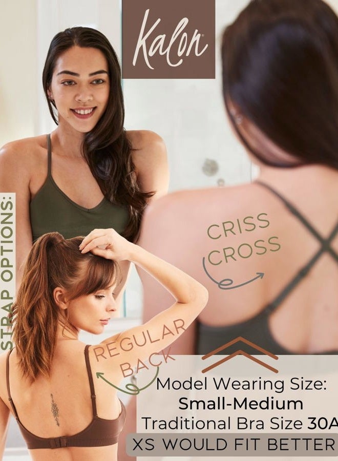 Kalon Women's 4 Pack Demi Padded Bralette Wireless Comfortable Bra (M/L , Earth) - Image 3