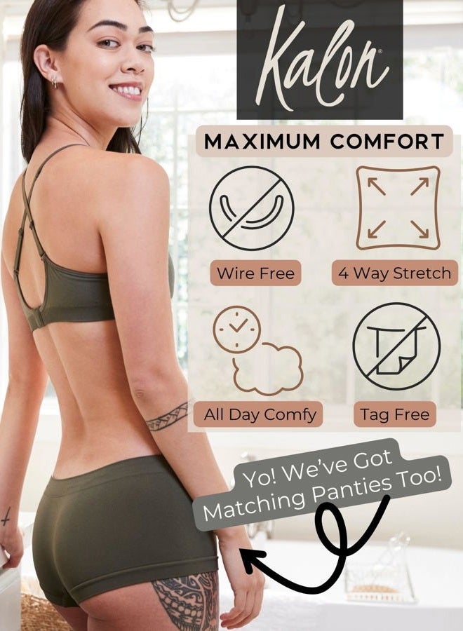 Kalon Women's 4 Pack Demi Padded Bralette Wireless Comfortable Bra (M/L , Earth) - Image 5