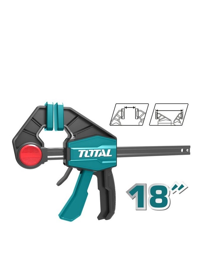 TOTAL TOTAL Quick Bar Clamps 63x450mm - 60KG Maximum Clamp Force - Heavy-Duty Steel Construction for Woodworking, Metalworking, DIY Projects - 5x18mm Iron Ruler  - Image 2