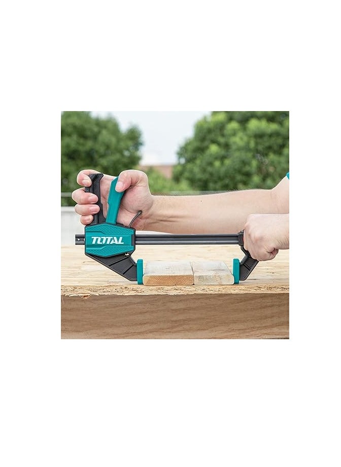 TOTAL TOTAL Quick Bar Clamps 63x450mm - 60KG Maximum Clamp Force - Heavy-Duty Steel Construction for Woodworking, Metalworking, DIY Projects - 5x18mm Iron Ruler  - Image 5