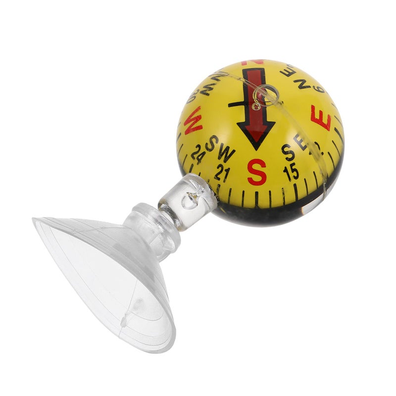 Yellow Plastic Car Dashboard Suction Cup Compass 38mm Portable Vehicle Mount Navigation Tool - Image 2