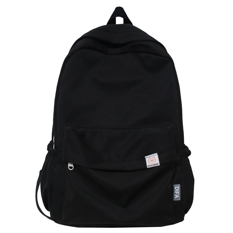 Extolove Cute Aesthetic Backpack Y2K Simple Solid Color Kawaii Backpacks Travel Laptop Backpack Black - Image 2