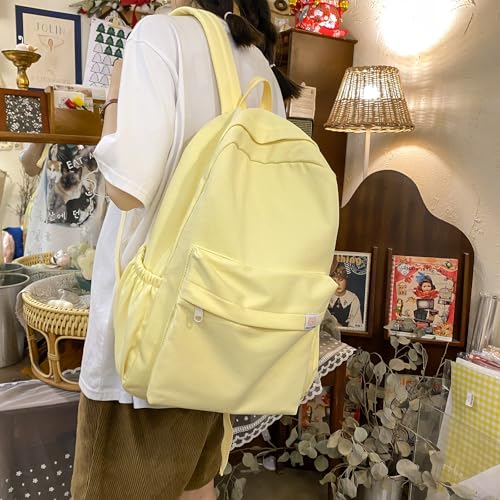 Extolove Cute Aesthetic Backpack Y2K Simple Solid Color Kawaii Backpacks Travel Laptop Backpack Black - Image 3