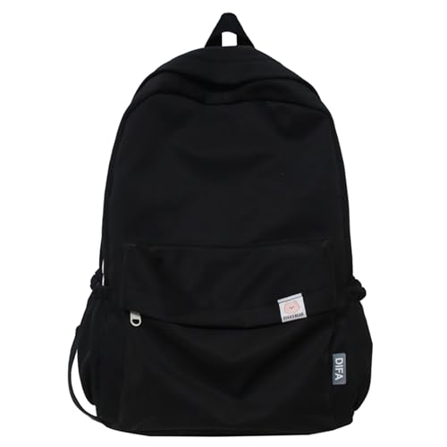 Extolove Cute Aesthetic Backpack Y2K Simple Solid Color Kawaii Backpacks Travel Laptop Backpack Black - Image 1